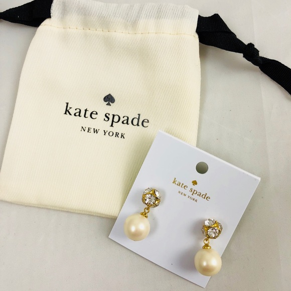 New! Kate Spade Pearl and Crystal Drop Earrings - Picture 2 of 6